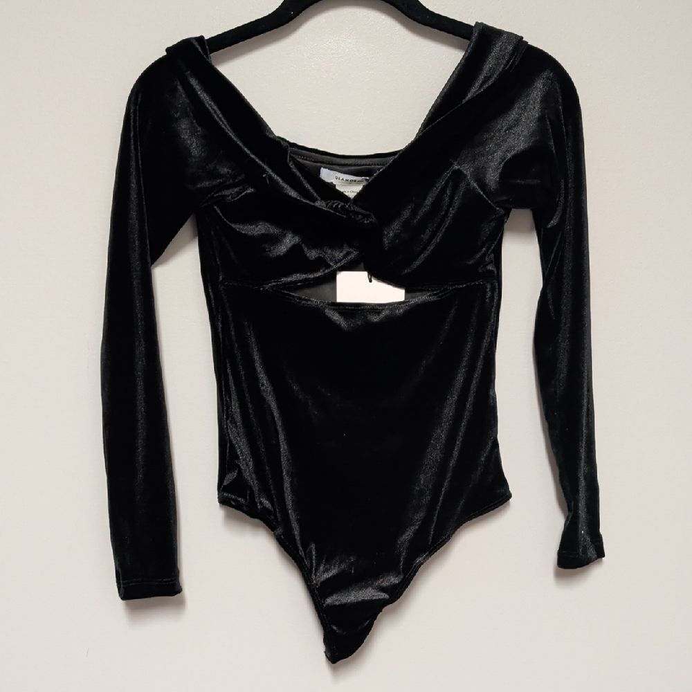 Glamorous Black Velvet Bodysuit